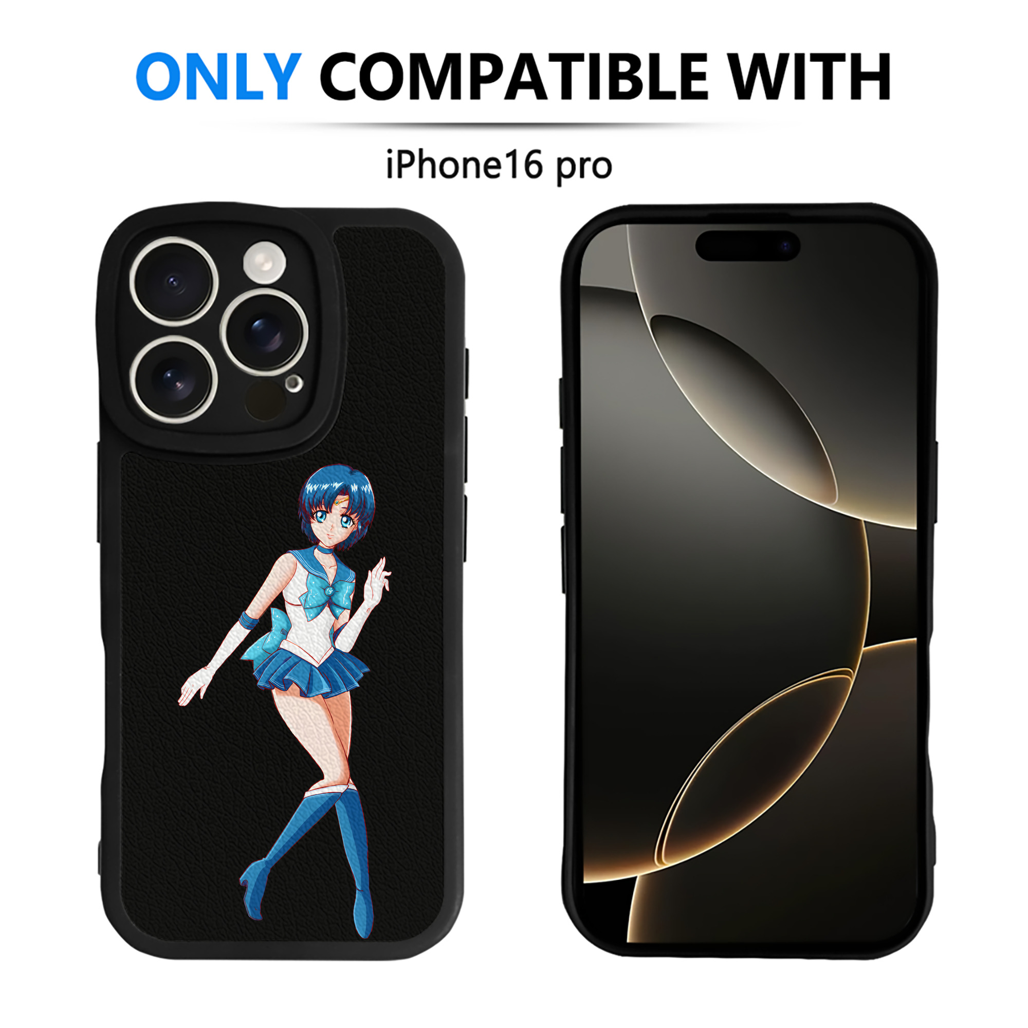 （画像用） 美少女戦士セーラームーン 水野 亜美 みずの あみ Sailor Moon Mizuno Ami 【iPhone 16シリーズ対応】シリコンスマホケース（レザー調） 材質：シリコン